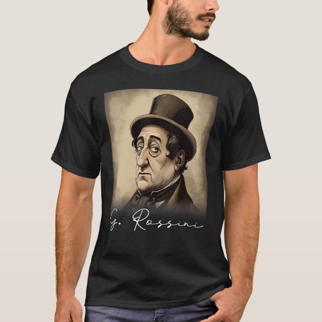 4th of July Gioachino Rossini US Flag Musician Com T-Shirt (Vorderseite)