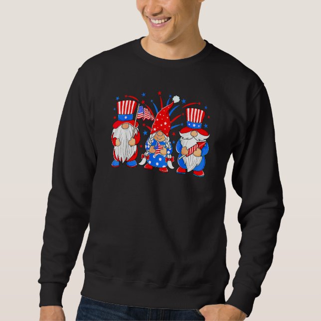4th Of July Gnomes Patriotic American Flag Cute Th Sweatshirt (Vorderseite)