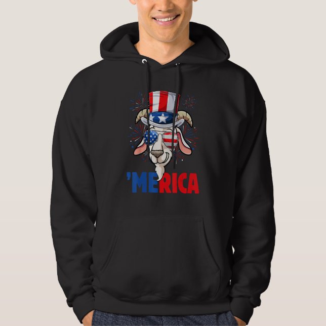 4th of July  Goat Men Women USA Flag Goat Hoodie (Vorderseite)