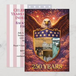 4th of July Great American Eagle Shield 250th Einladung