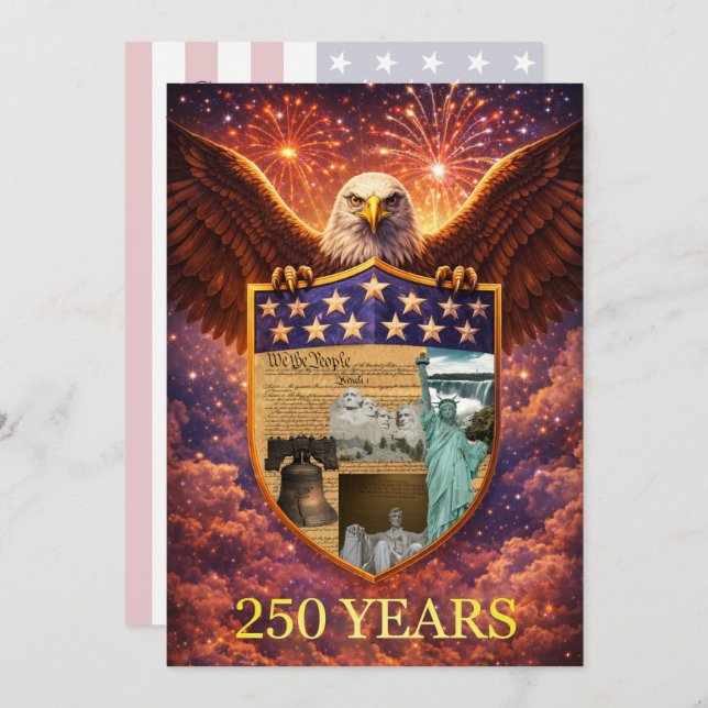 4th of July Great American Eagle Shield 250th Einladung (Vorne/Hinten)