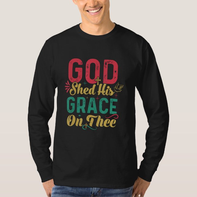 4th Of July Groovy Patriotic God Shed His Grace On T-Shirt (Vorderseite)