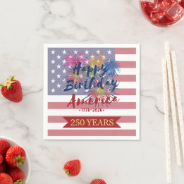 4th of July Happy Birthday America USA 250th Paper Serviette