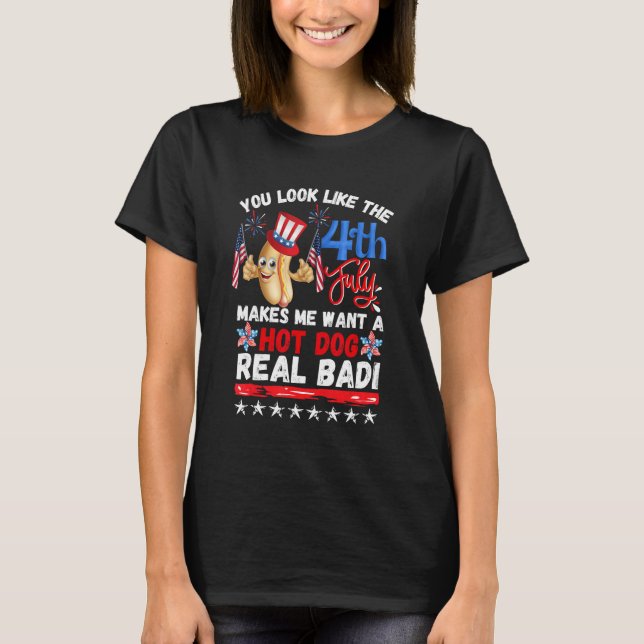 4th Of July Hot Dog Independence Day T-Shirt (Vorderseite)