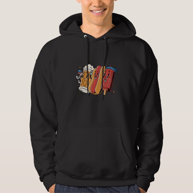 4th Of July  Hotdog American Flag Patriotic Vetera Hoodie (Vorderseite)