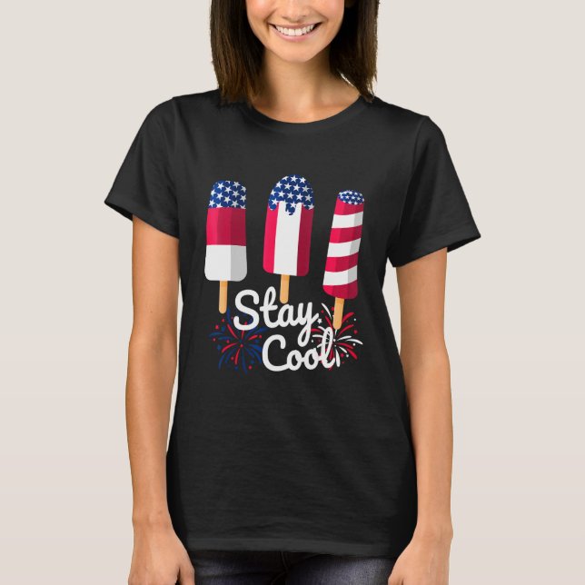 4th Of July Ice Pops Red White Blue American Flag  T-Shirt (Vorderseite)