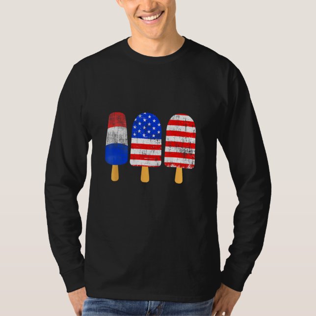 4th Of July Ice Pops Red White Blue American Flag  T-Shirt (Vorderseite)