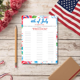 4th of July Indepence day floral Words game card Feiertagskarte