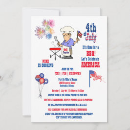 4th of July Independence Day BBQ Fireworks  Einladung