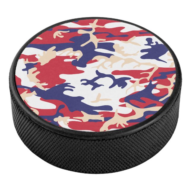 4th of July, Independence day, Camouflage Beige Eishockey Puck (3/4)