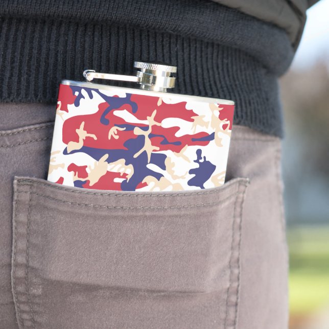 4th of July, Independence day, Camouflage Beige Flachmann (Beispiel)