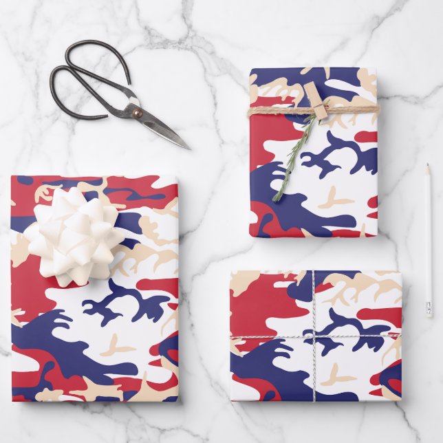 4th of July, Independence day, Camouflage Beige Geschenkpapier Set (Vorderseite)