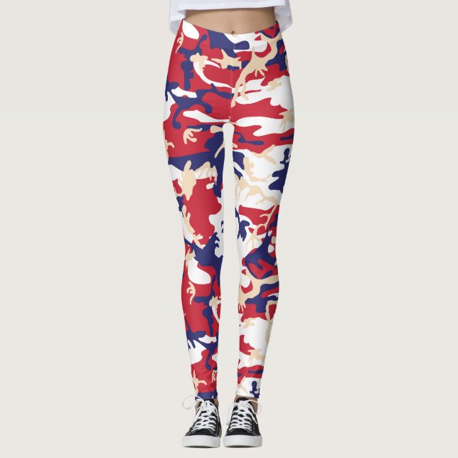 4th of July, Independence day, Camouflage Beige Leggings (Vorderseite)
