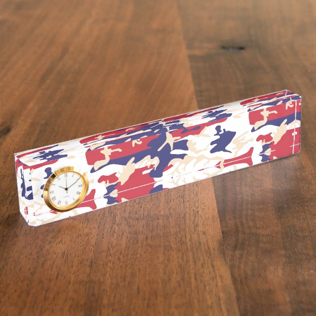 4th of July, Independence day, Camouflage Beige Namensplakette (Seite)