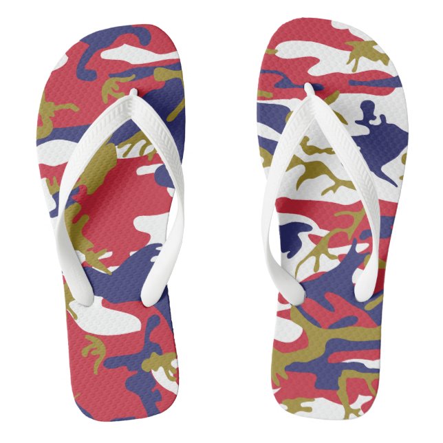 4th of July, Independence day, Camouflage Gold Flip Flops (Fußbett)