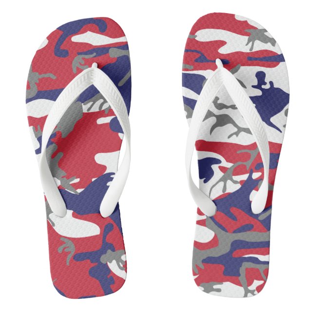 4th of July, Independence day, Camouflage Gray Flip Flops (Fußbett)