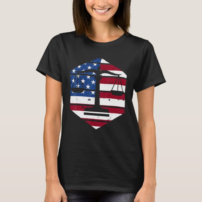 4th Of July Lawyer Attorney US Flag Scale Of Justi T-Shirt (Vorderseite)