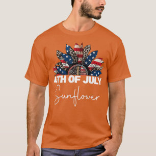 4th of July Leopard Sunflower Patriotic Men Women T-Shirt