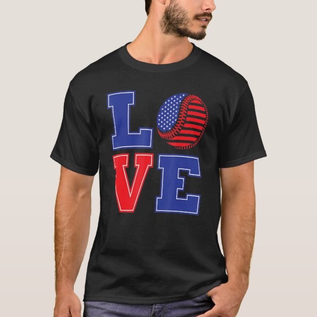 4th of July Love Baseball T-Shirt (Vorderseite)