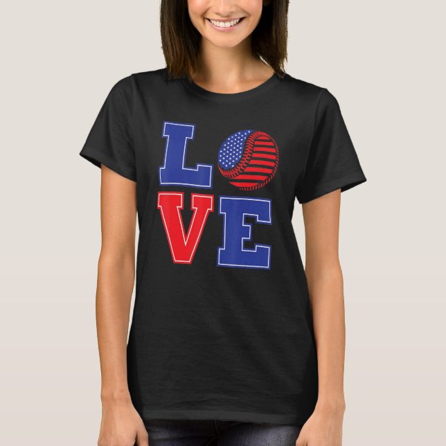 4th of July Love Baseball T-Shirt (Vorderseite)