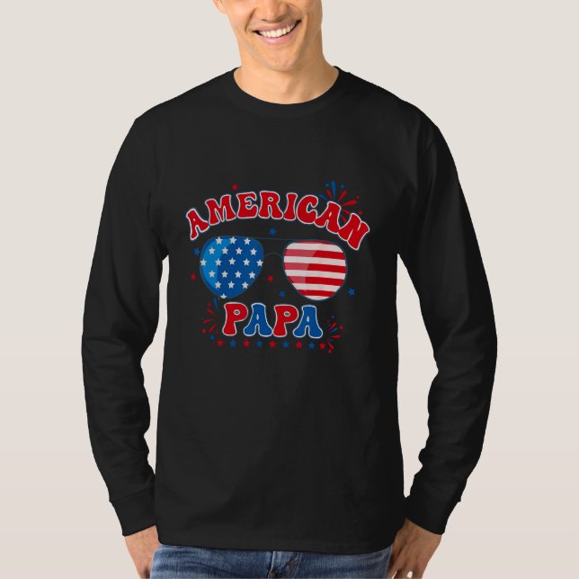 4th Of July  Men Papa Kid American Dad Patriotic F T-Shirt (Vorderseite)