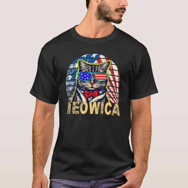 4th of July Meowica Cat T-Shirt (Vorderseite)