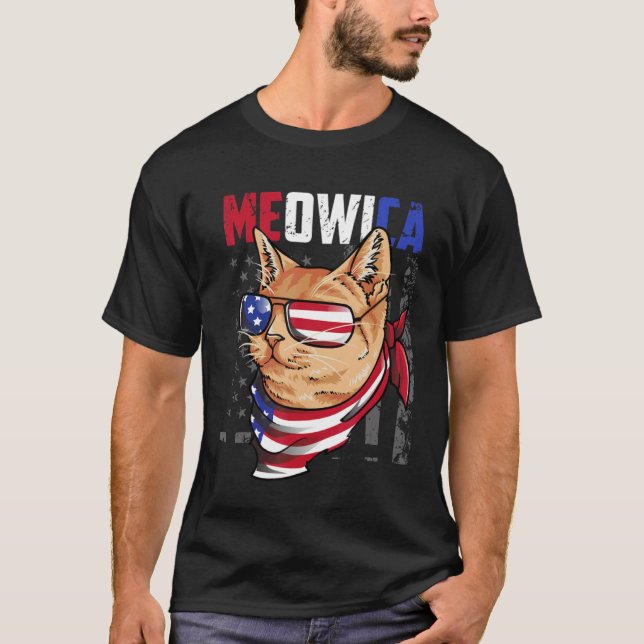 4th of July Meowica Patriotic   For Cat T-Shirt (Vorderseite)