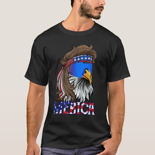 4th Of July Merica Eagle Mullet US American Flag P T-Shirt (Vorderseite)