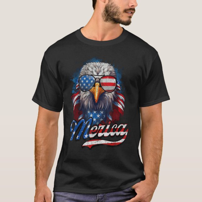 4th of July Merica Eagle USA Flag American Indepen T-Shirt (Vorderseite)