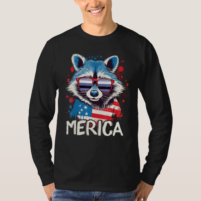 4th Of July Merica Raccoon Perifluid Sunglasses Fl T-Shirt (Vorderseite)