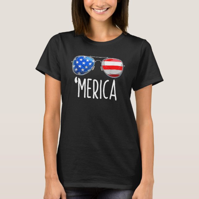 4th Of July MERICA Sungles All America USA Flag T-Shirt (Vorderseite)