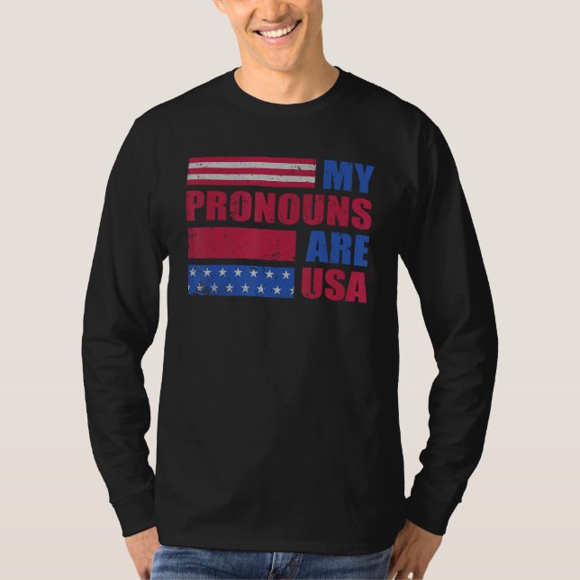 4th of July My Pronouns Are USA Flag George Washin T-Shirt (Vorderseite)