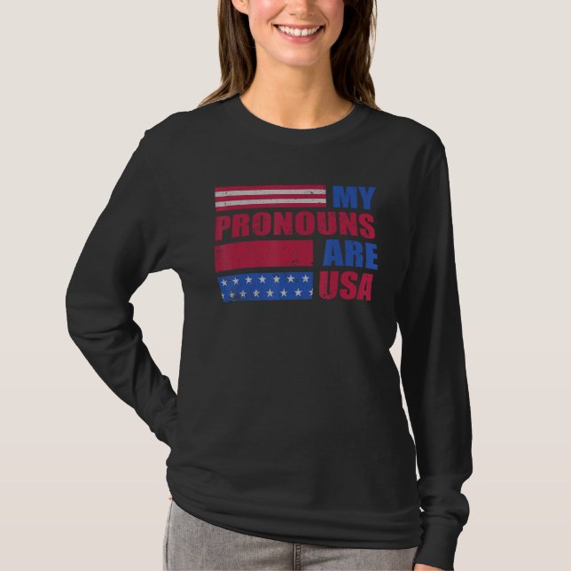 4th of July My Pronouns Are USA Flag George Washin T-Shirt (Vorderseite)