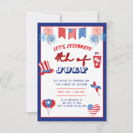4th of July Party Invitation Fireworks Patriotic Einladung