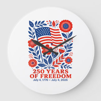 4th of July Patriotic 250th Anniversary 250 Years Große Wanduhr