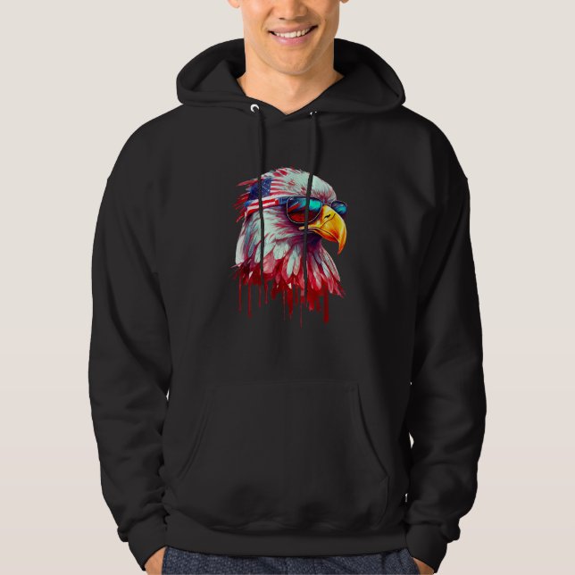 4th Of July Patriotic Bald Eagle Cool Sunglasses Hoodie (Vorderseite)