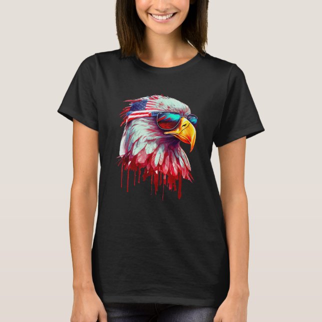 4th Of July Patriotic Bald Eagle Cool Sunglasses T-Shirt (Vorderseite)