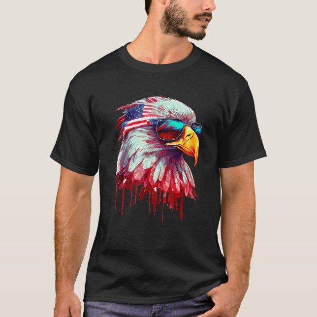 4th Of July Patriotic Bald Eagle Cool Sunglasses T-Shirt (Vorderseite)