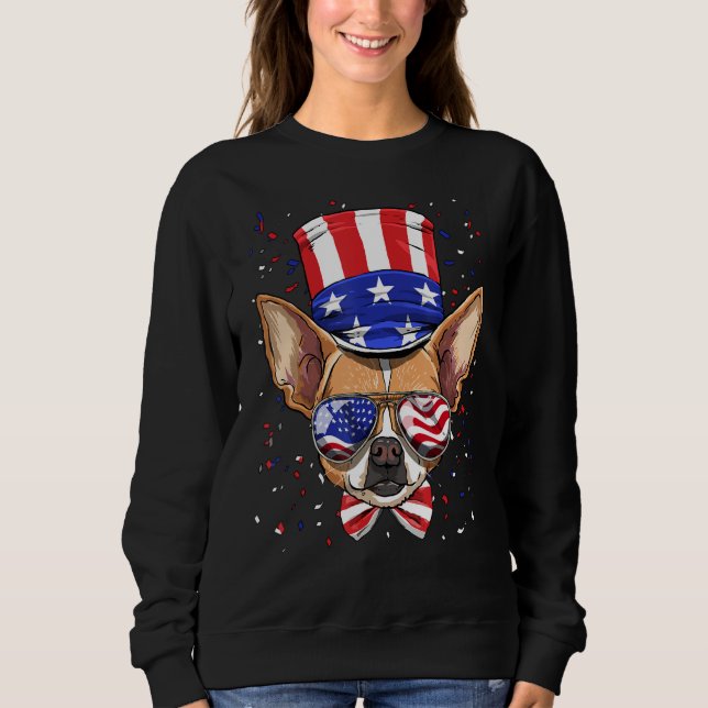 4th of July Patriotic Chihuahua American USA Flag  Sweatshirt (Vorderseite)