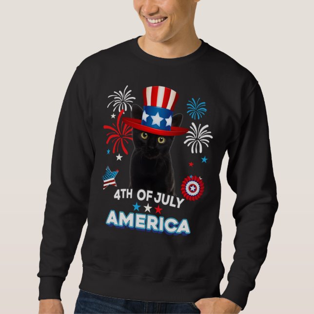 4th Of July Patriotic Day Black Cat Independence D Sweatshirt (Vorderseite)