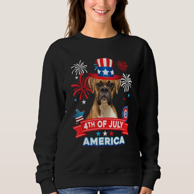 4th Of July Patriotic Day Boxer Dog Independence H Sweatshirt (Vorderseite)
