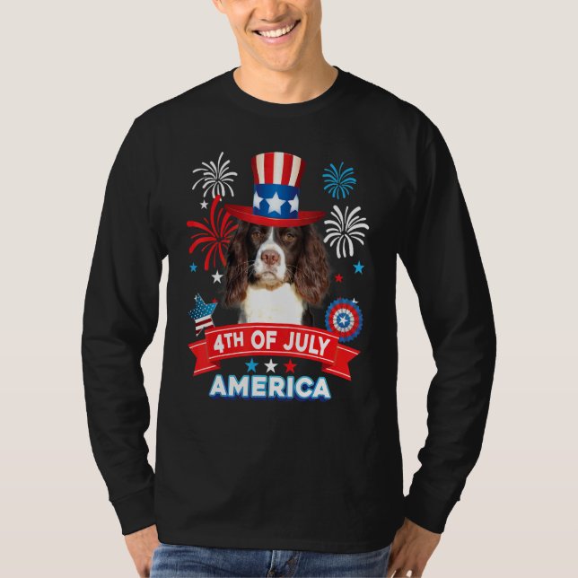 4th Of July Patriotic Day English Springer Spaniel T-Shirt (Vorderseite)