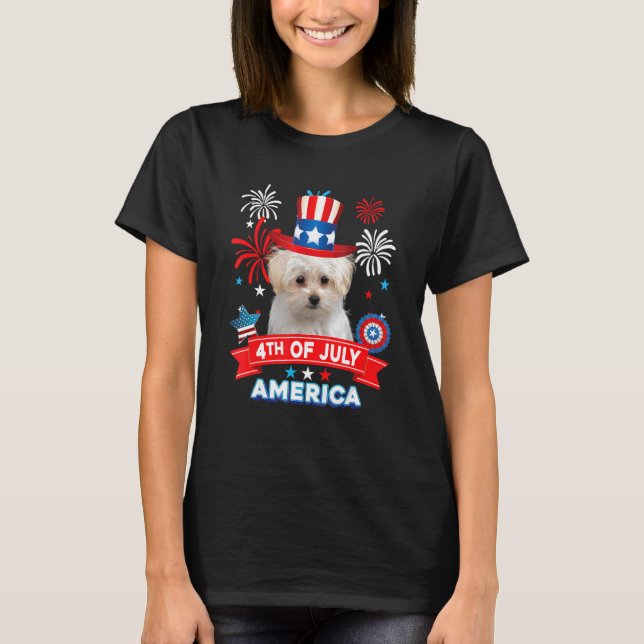 4th Of July Patriotic Day Maltese Dog Independence T-Shirt (Vorderseite)