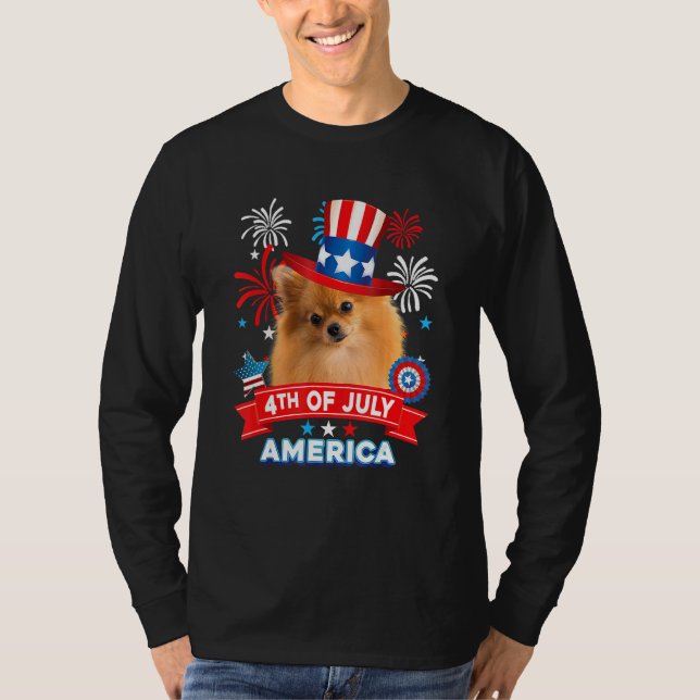 4th Of July Patriotic Day Pomeranian Dog Independe T-Shirt (Vorderseite)