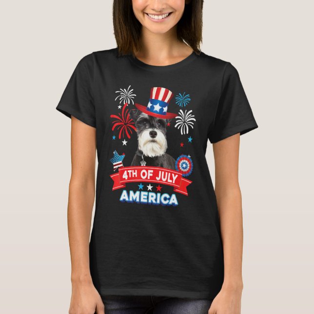 4th Of July Patriotic Day Schnauzer Dog Independen T-Shirt (Vorderseite)