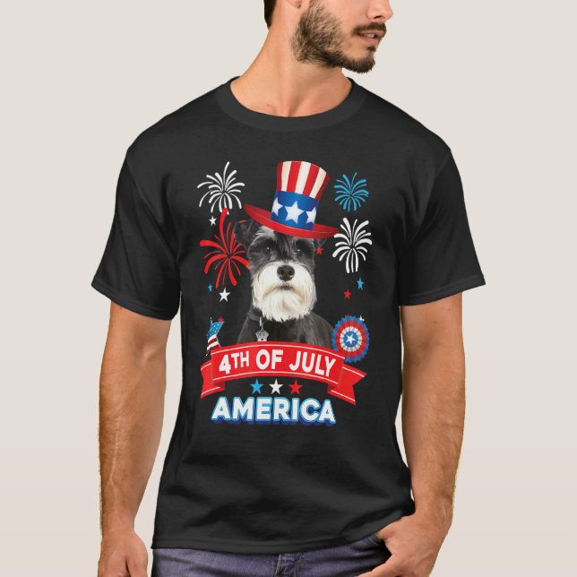 4th Of July Patriotic Day Schnauzer Dog Independen T-Shirt (Vorderseite)