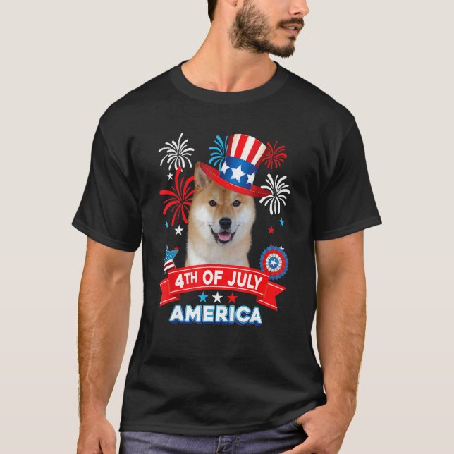4th Of July Patriotic Day Shiba Inu Dog Independen T-Shirt (Vorderseite)