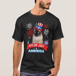 4th Of July Patriotic Day Siamese Cat Independence T-Shirt