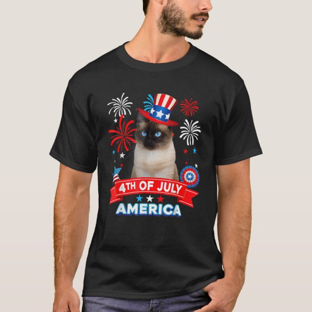4th Of July Patriotic Day Siamese Cat Independence T-Shirt (Vorderseite)