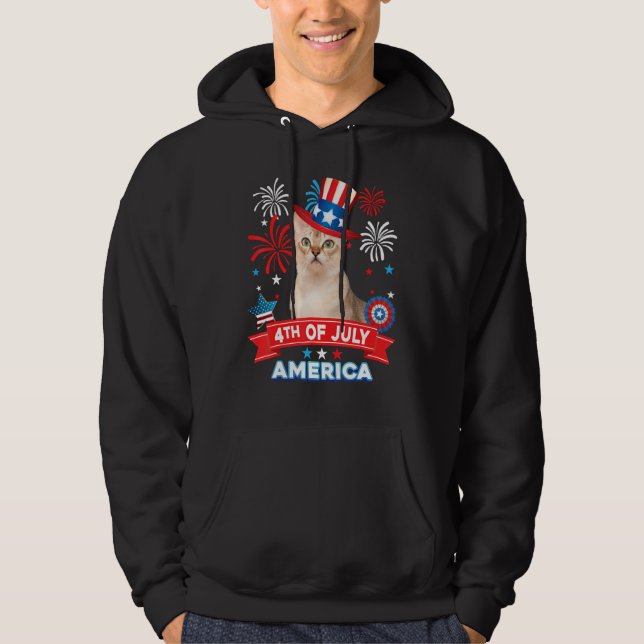 4th Of July Patriotic Day Singapura Cat Independen Hoodie (Vorderseite)